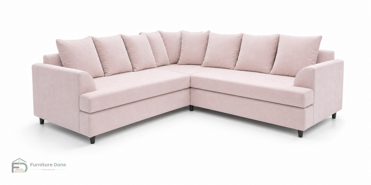 Ferguson Corner Sofa in Plush Velvet Pink — Furniture Done
