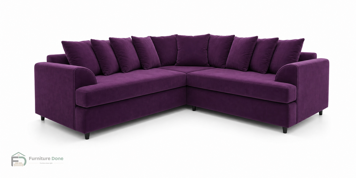 Ferguson Corner Sofa in Plush Velvet Purple — Furniture Done