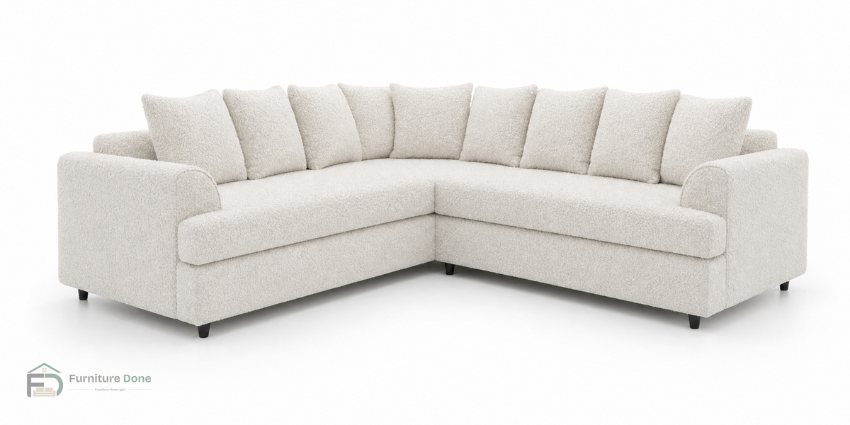 Ferguson Corner Sofa in Teddy Bouclé White — Furniture Done