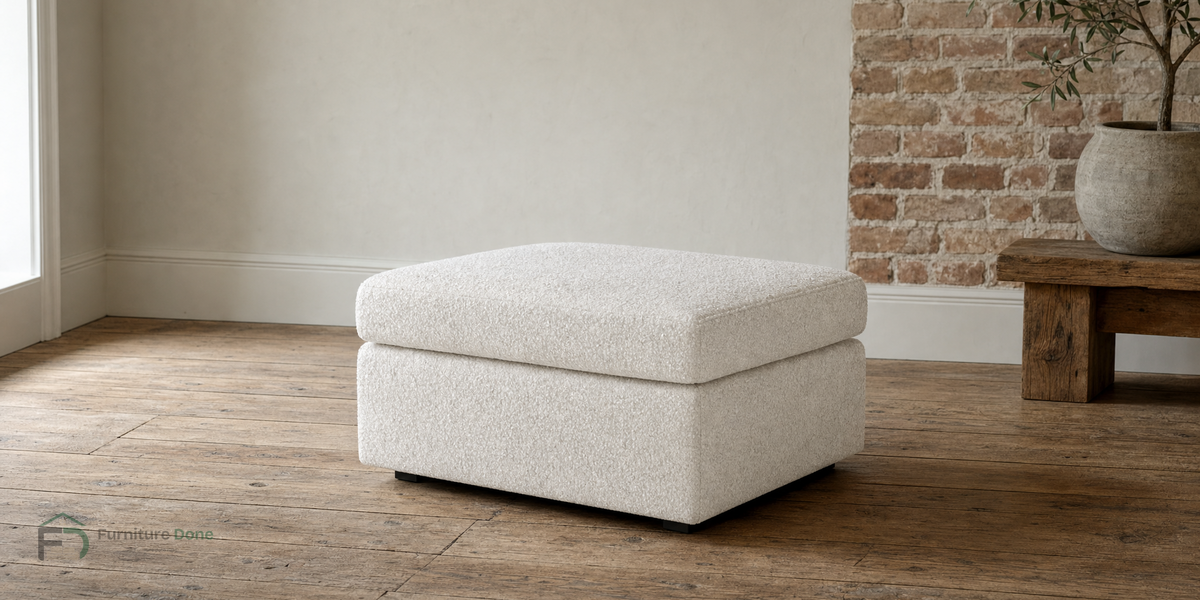 Footstool in Teddy Bouclé White — Furniture Done