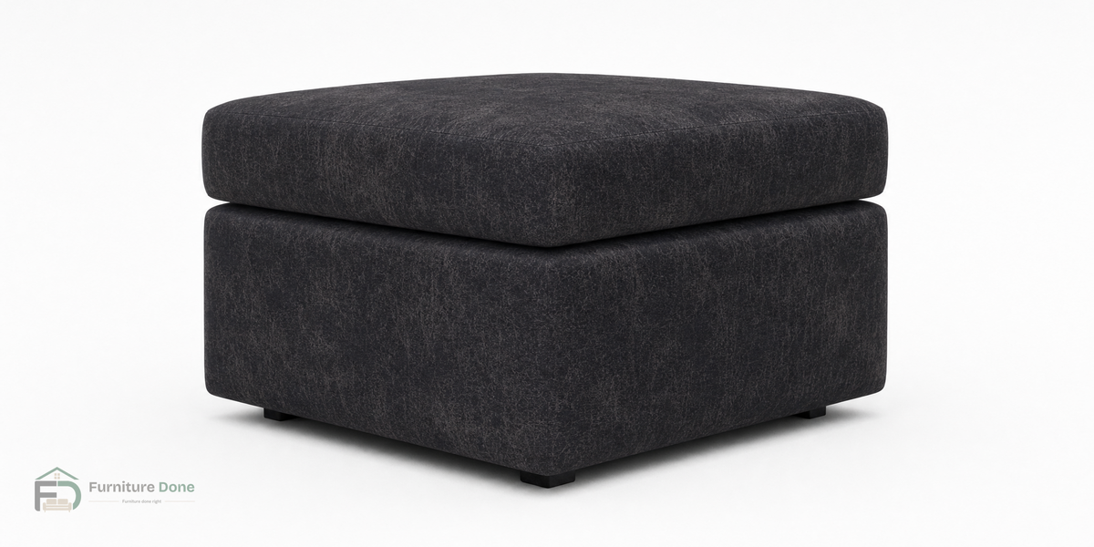 Footstool in Faux Leather Black — Furniture Done