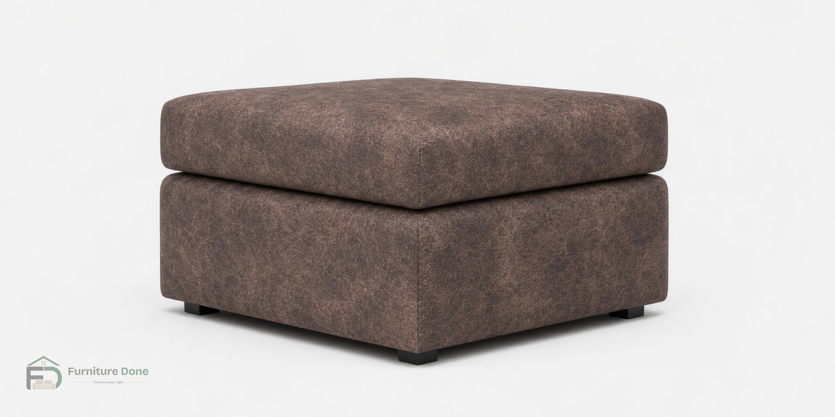 Footstool in Faux Leather Chocolate — Furniture Done
