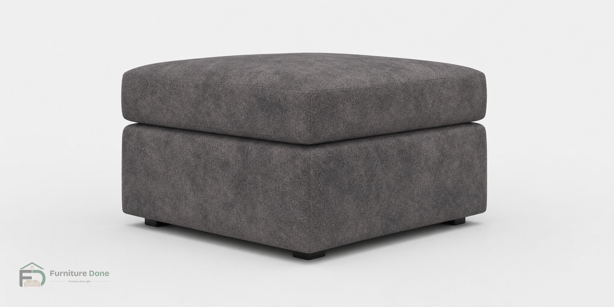 Footstool in Faux Leather Grey — Furniture Done