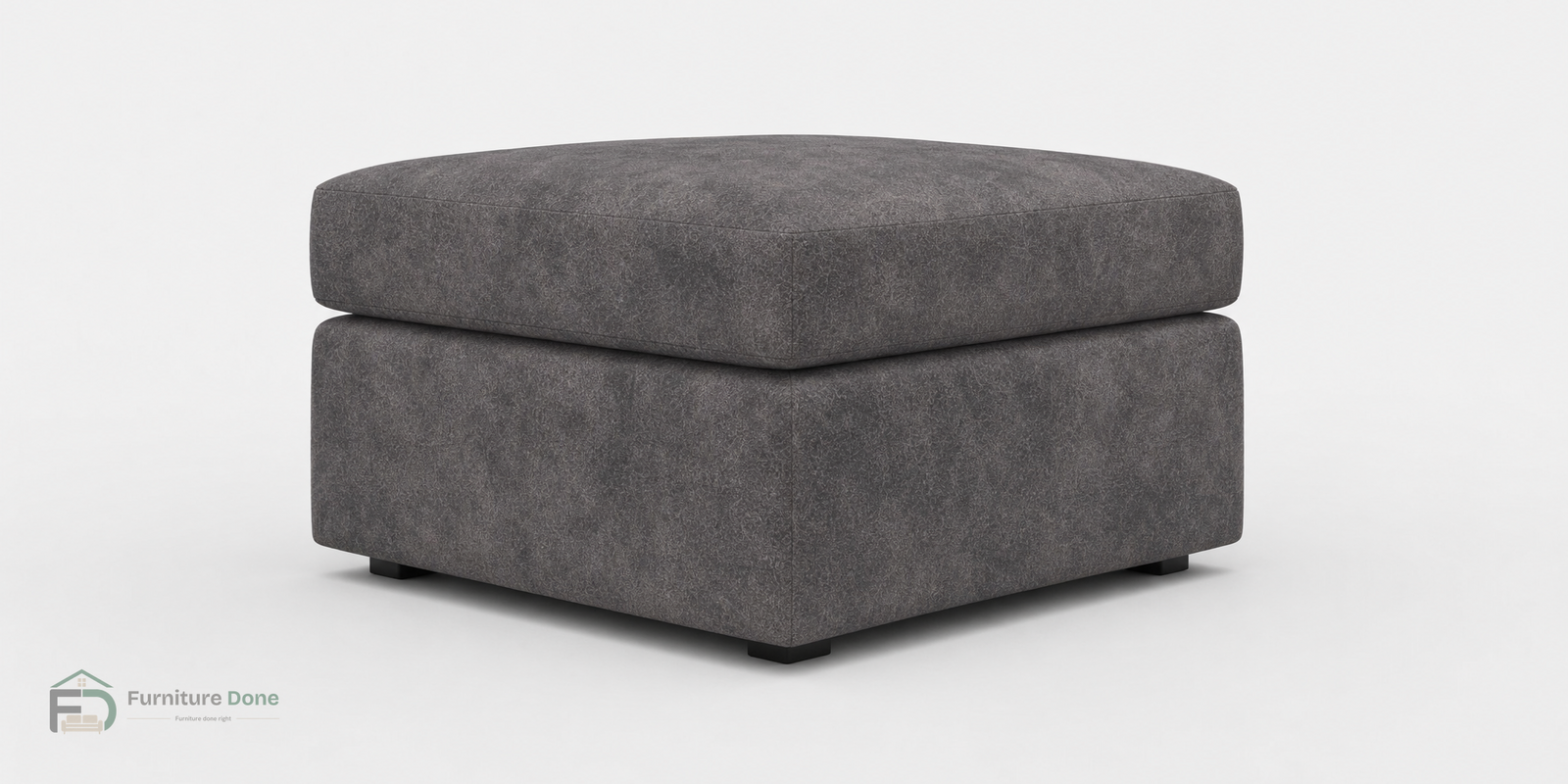 Footstool in Faux Leather Grey — Furniture Done