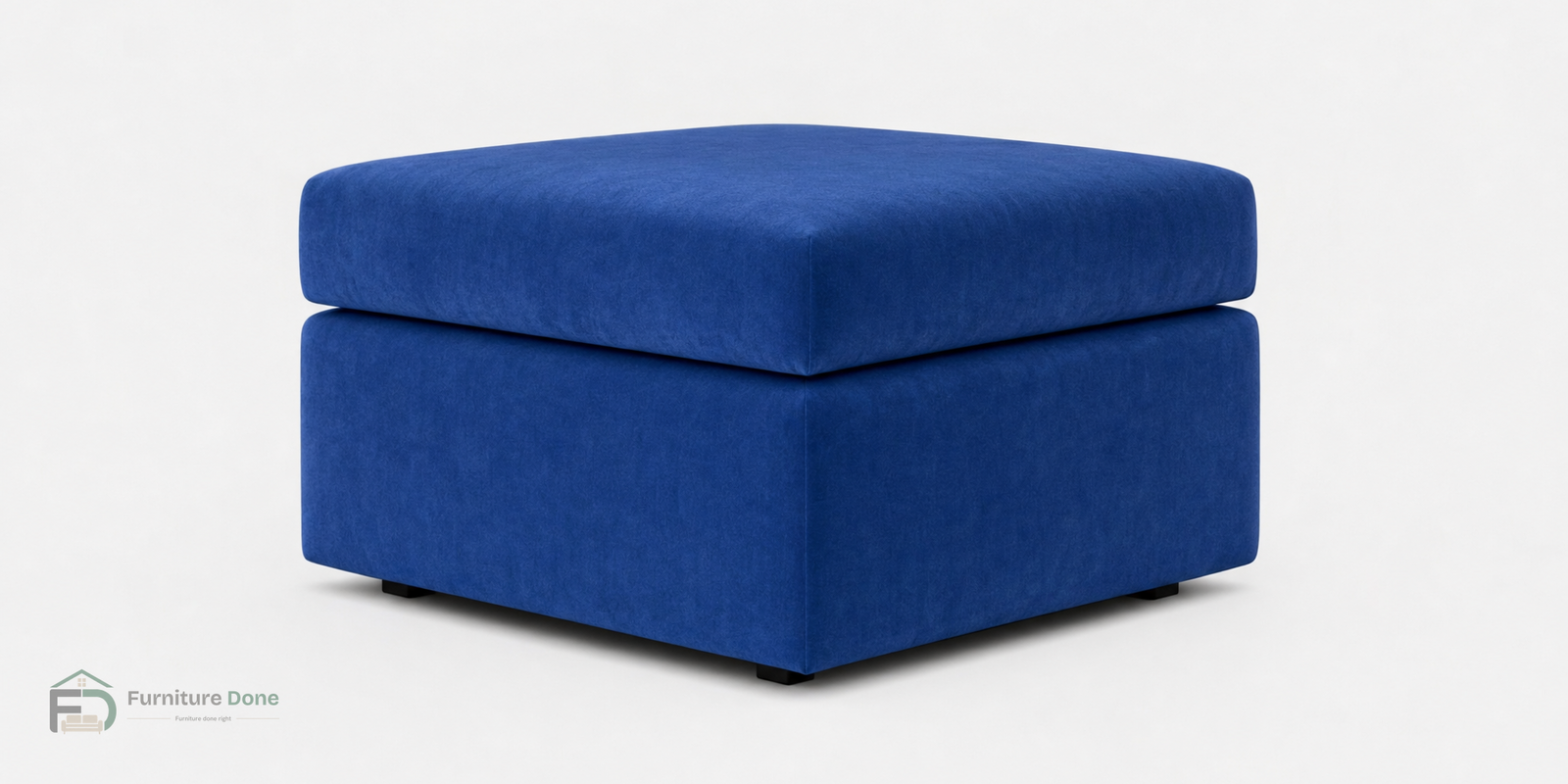 Footstool in Plush Velvet Blue — Furniture Done