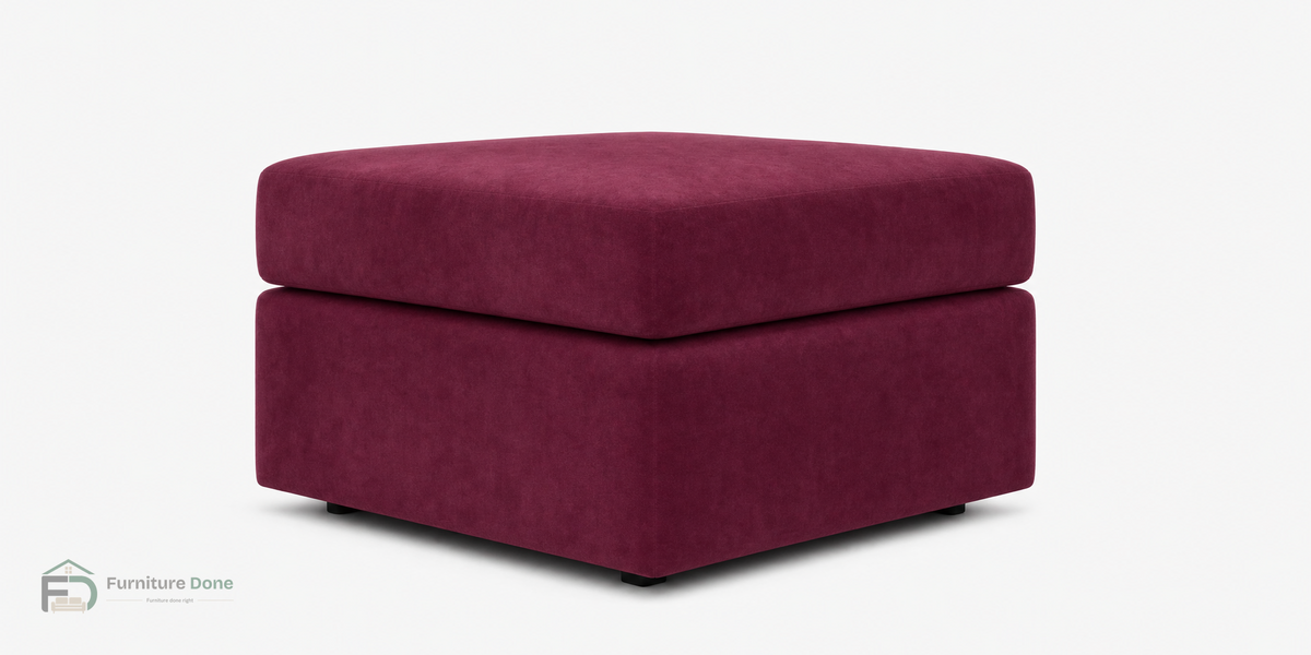 Footstool in Plush Velvet Burgundy — Furniture Done