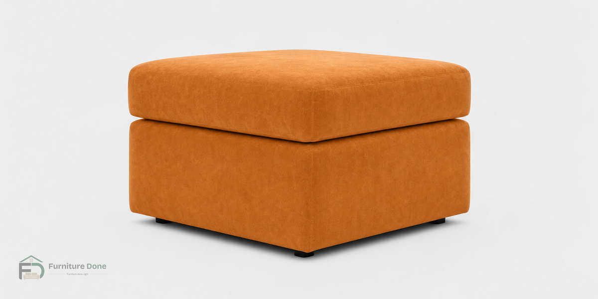Footstool in Plush Velvet Burnt Orange — Furniture Done
