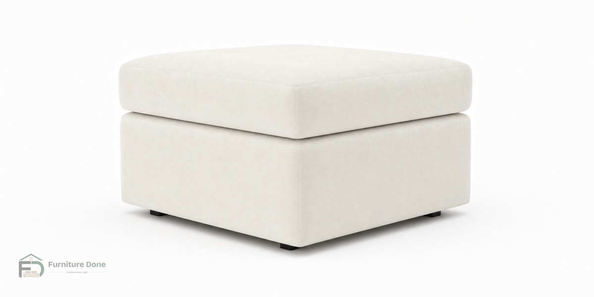 Footstool in Plush Velvet Cream — Furniture Done