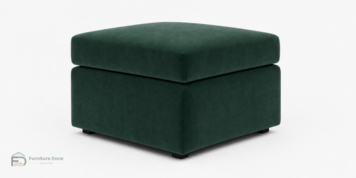 Footstool in Plush Velvet Green — Furniture Done