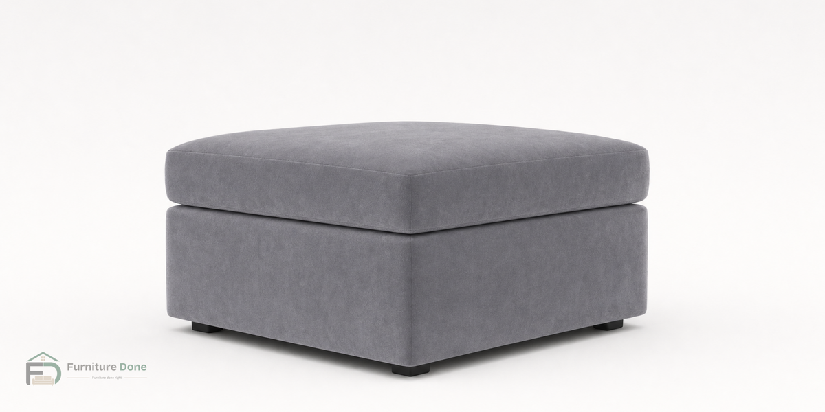 Footstool in Plush Velvet Grey — Furniture Done