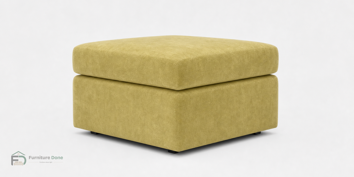 Footstool in Plush Velvet Olive — Furniture Done
