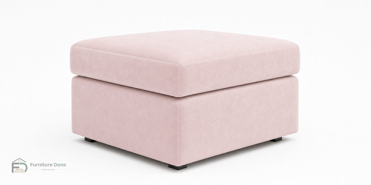 Footstool in Plush Velvet Pink — Furniture Done
