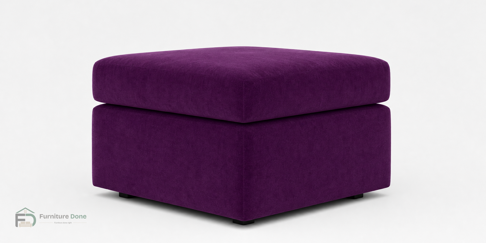 Footstool in Plush Velvet Purple — Furniture Done