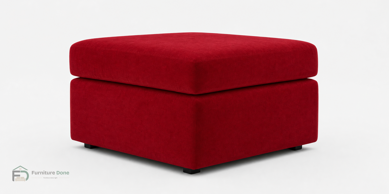 Footstool in Plush Velvet Red — Furniture Done