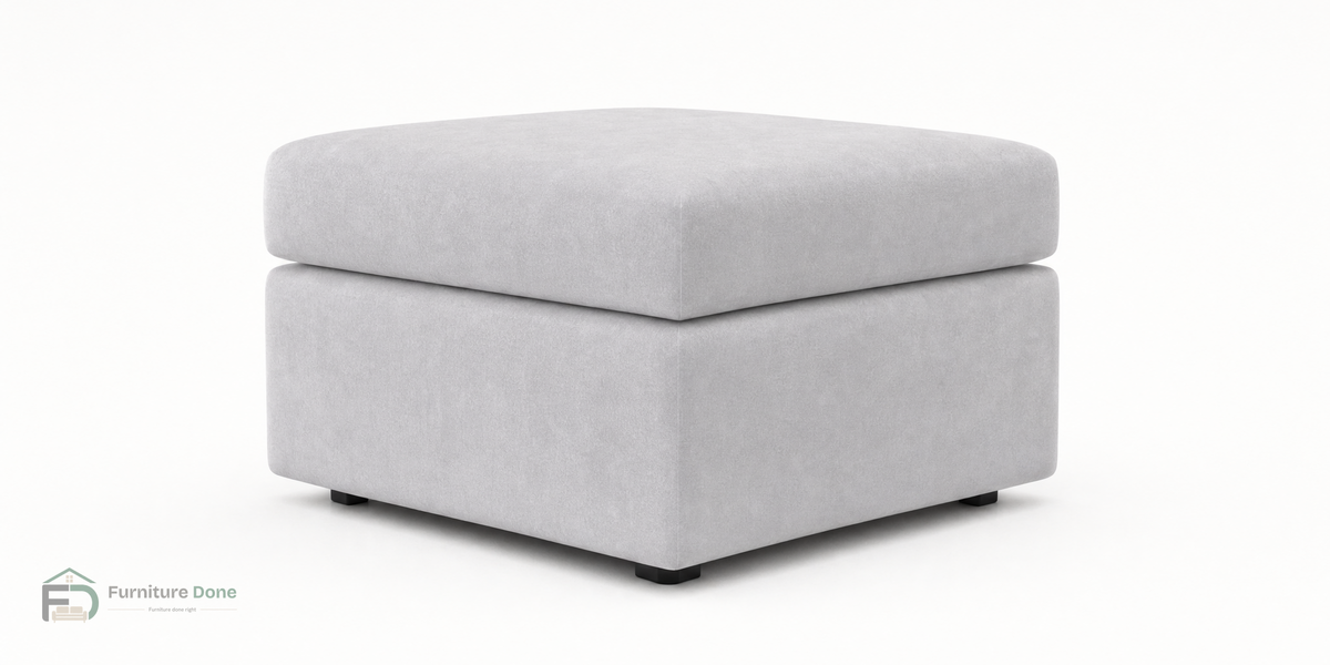 Footstool in Plush Velvet Silver — Furniture Done