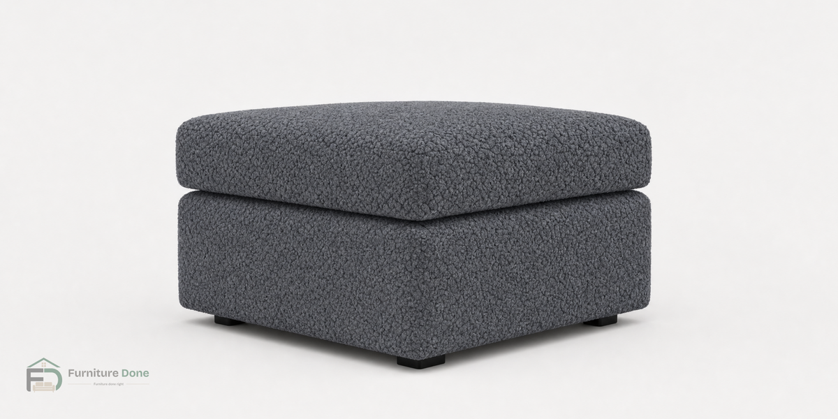 Footstool in Teddy Bouclé Grey — Furniture Done