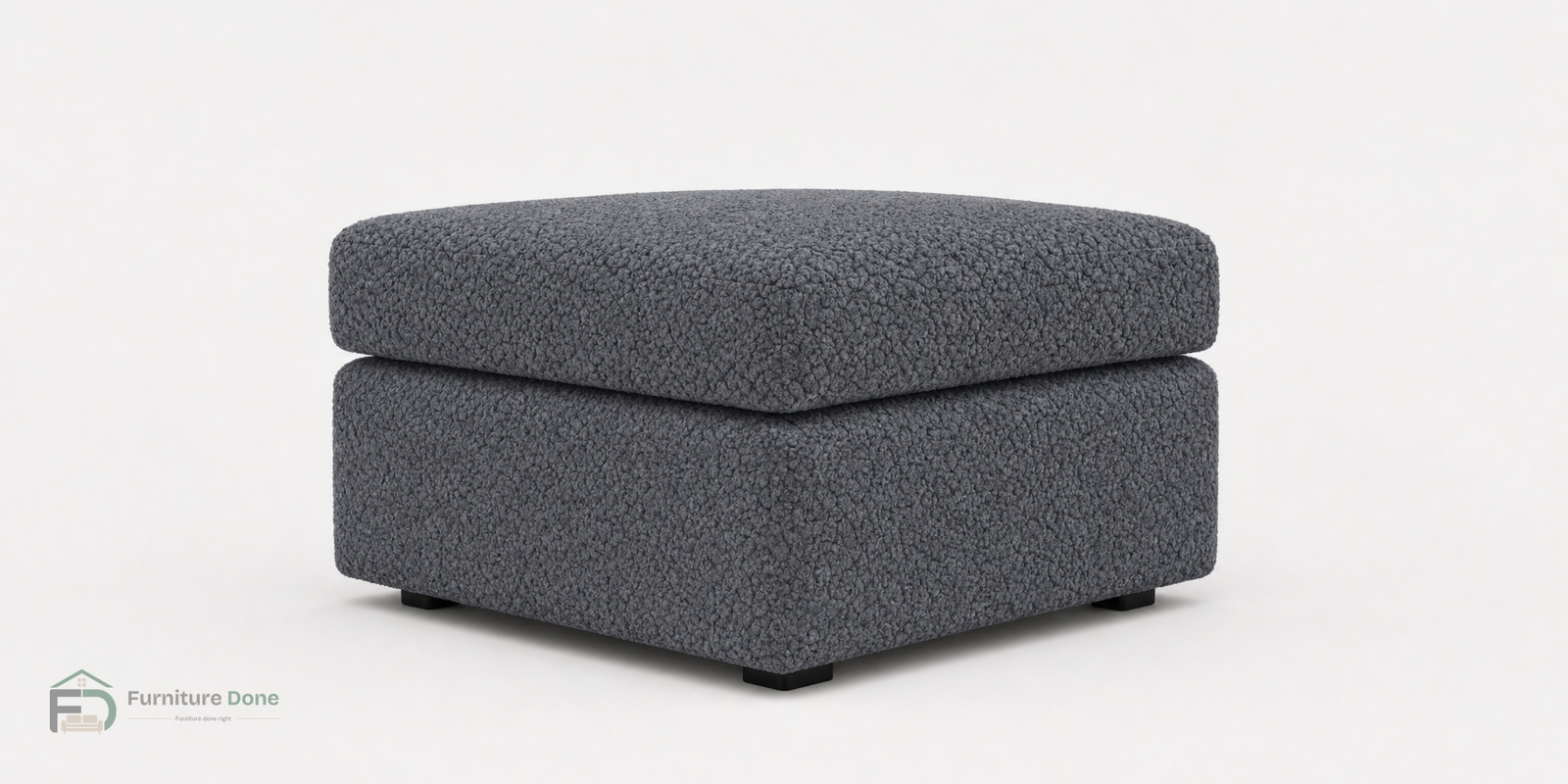 Footstool in Teddy Bouclé Grey — Furniture Done