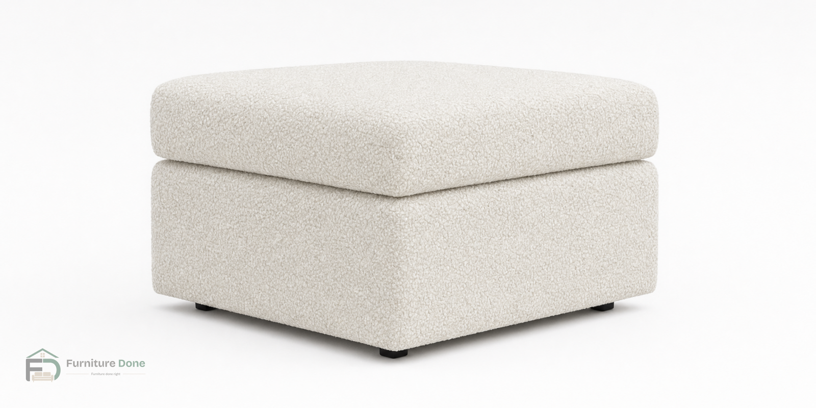 Footstool in Teddy Bouclé White — Furniture Done
