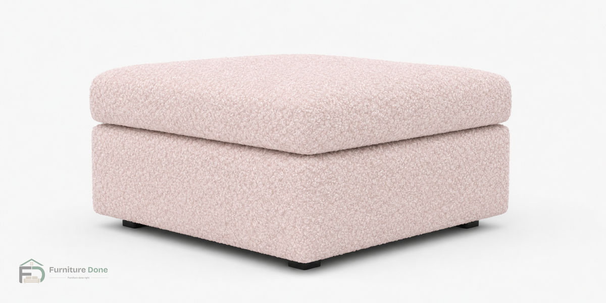 Footstool in Teddy Bouclé Pink — Furniture Done