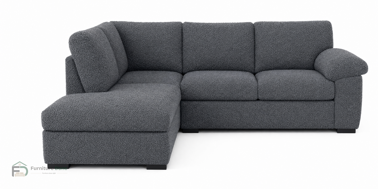Amalfi Large Corner Sofa LH in Teddy Bouclé Grey — Furniture Done