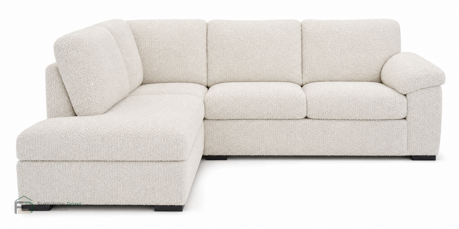 Amalfi Large Corner Sofa LH in Teddy Bouclé White — Furniture Done