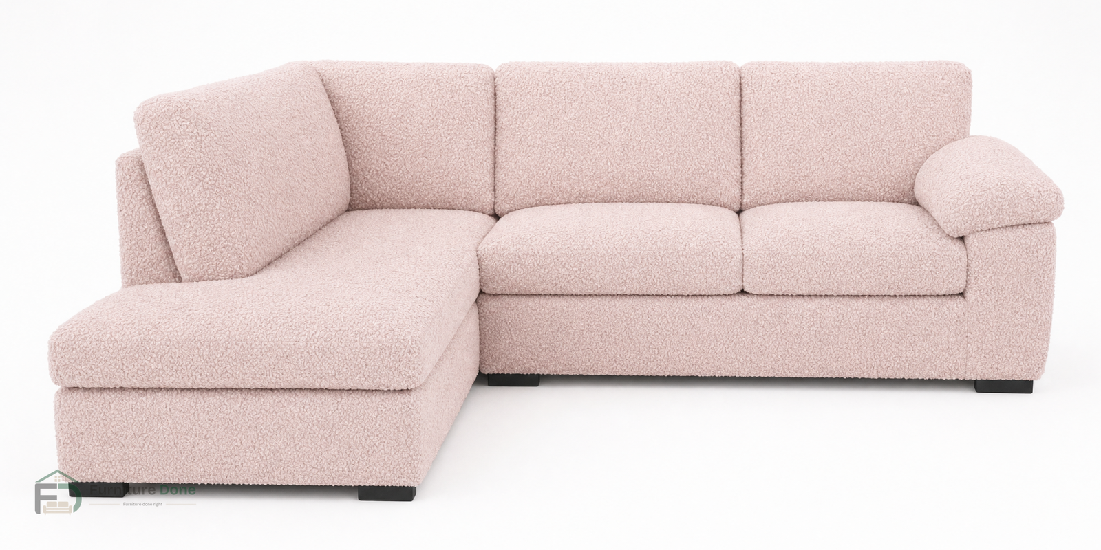 Amalfi Large Corner Sofa LH in Teddy Bouclé Pink — Furniture Done