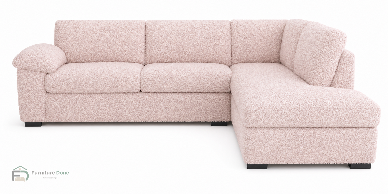 Amalfi Large Corner Sofa RH in Teddy Bouclé Pink — Furniture Done