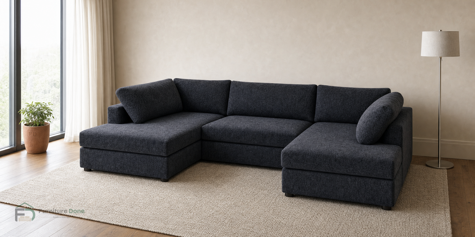 London U Shape Sofa in Dapple Black — Furniture Done
