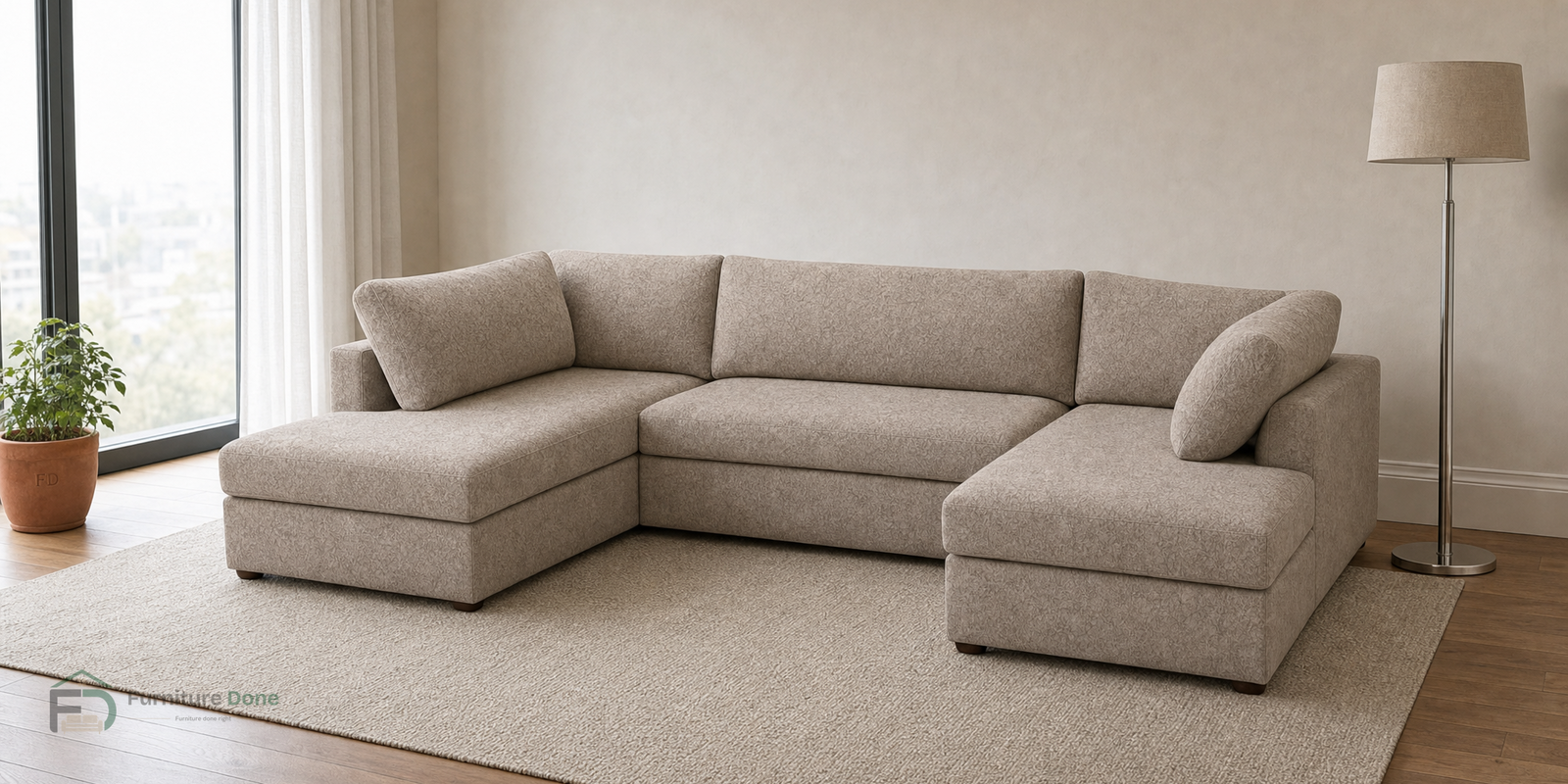 London U Shape Sofa in Dapple Caramel — Furniture Done