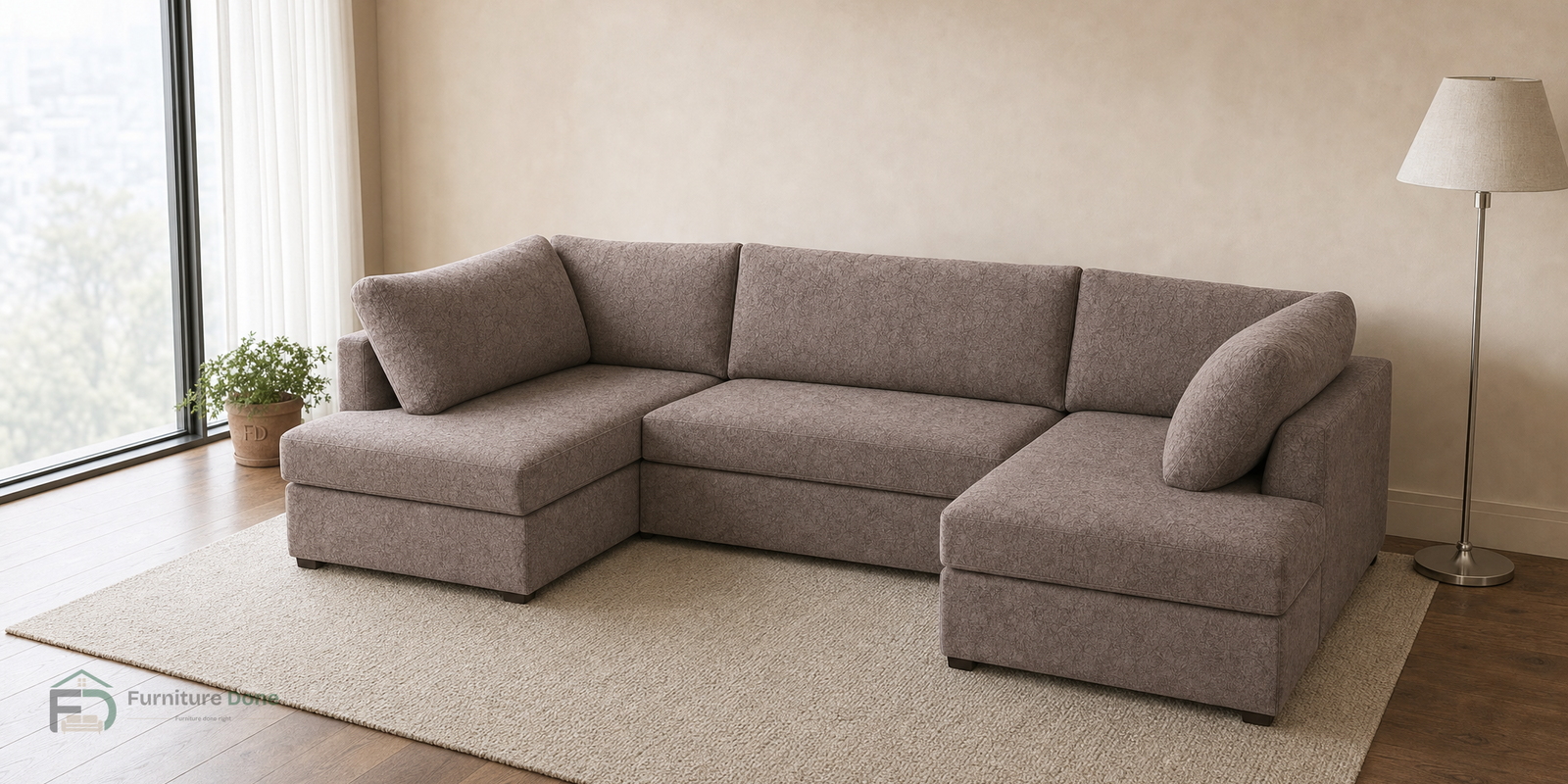 London U Shape Sofa in Dapple Chocolate — Furniture Done