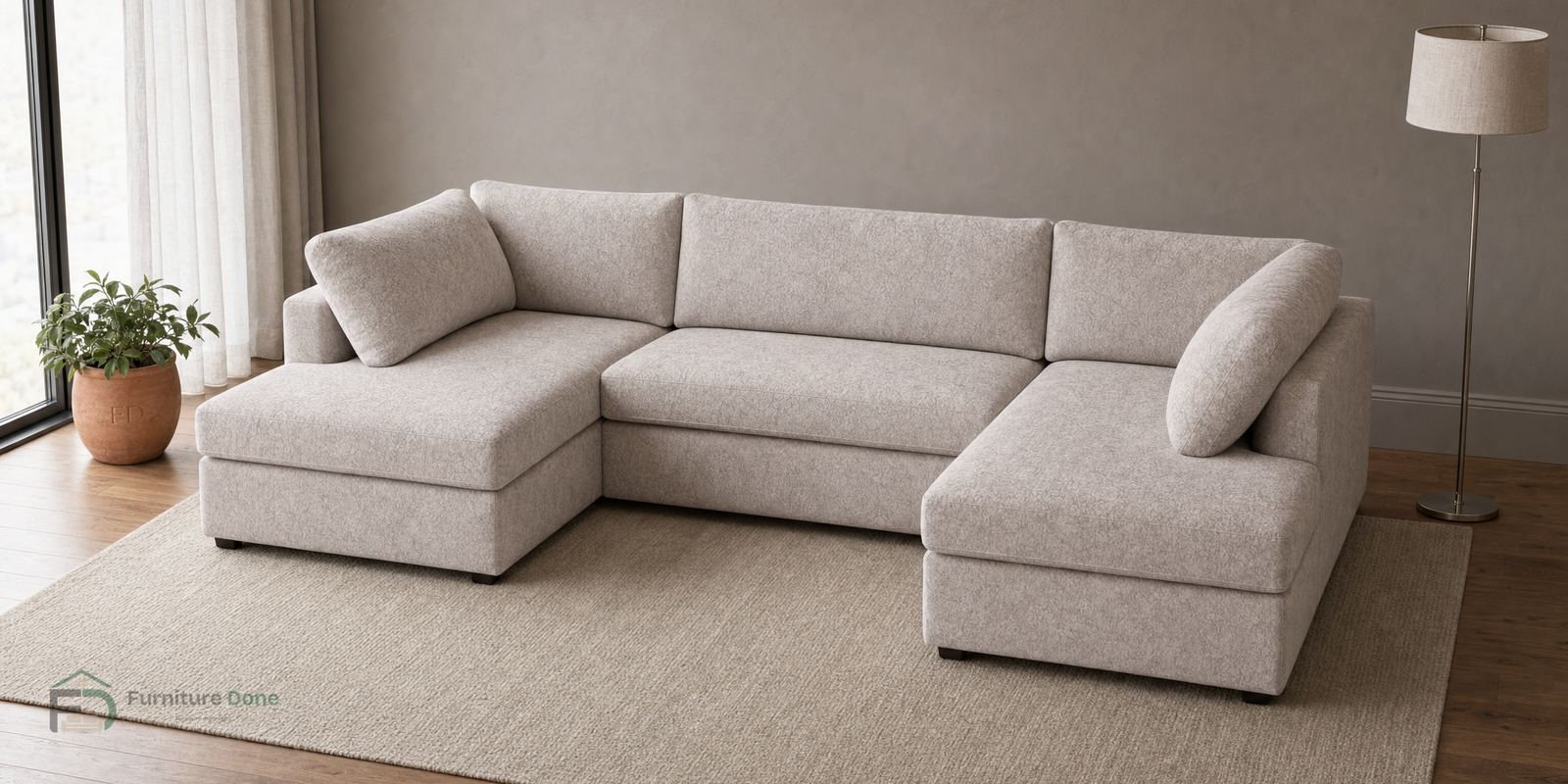 London U Shape Sofa in Dapple Cream — Furniture Done