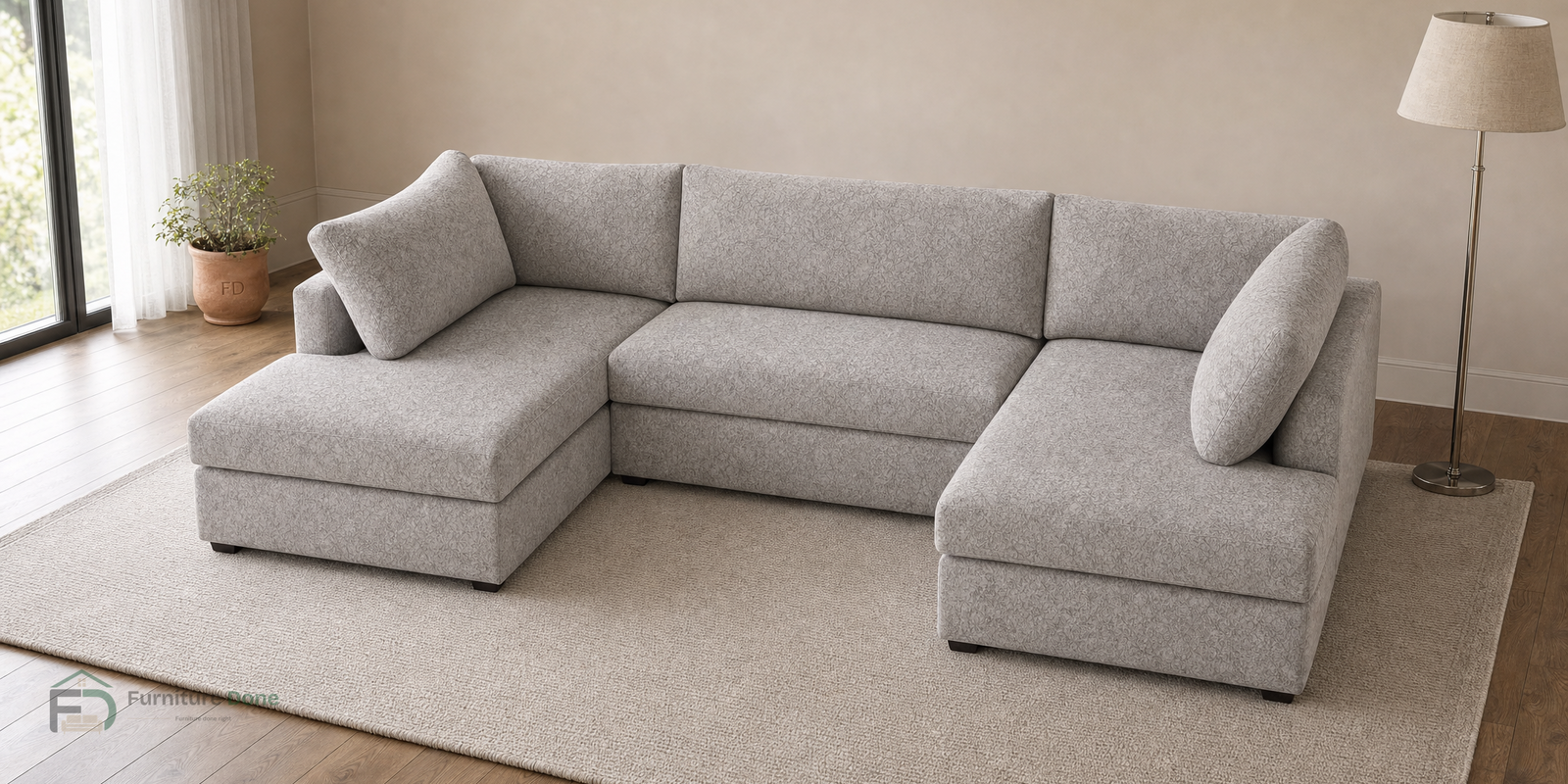 London U Shape Sofa in Dapple Oatmeal — Furniture Done