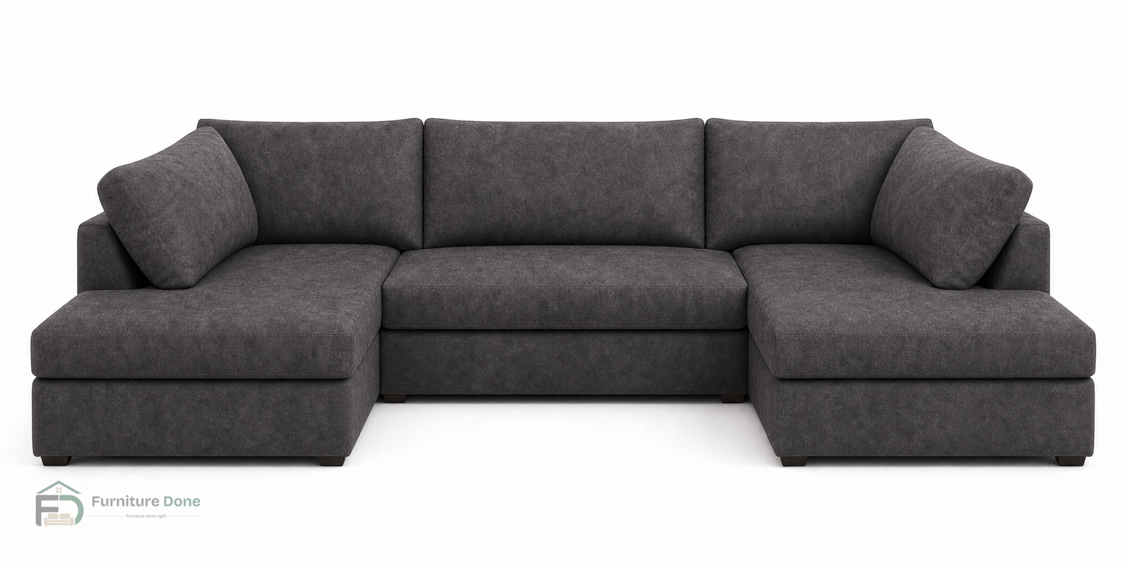 London U Shape Sofa in Faux Leather Grey — Furniture Done