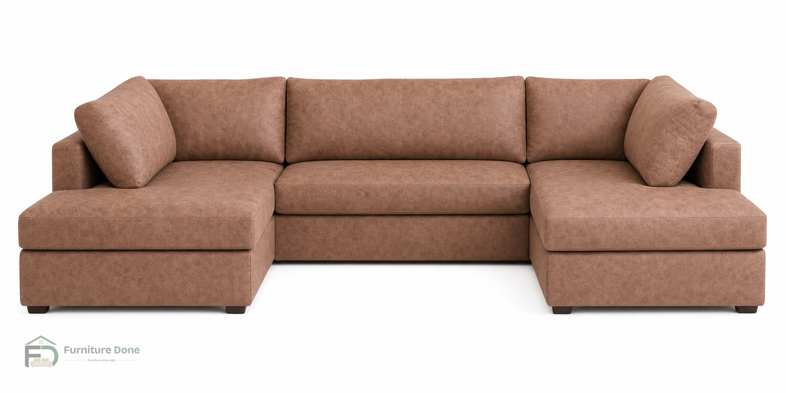 London U Shape Sofa in Faux Leather Tan — Furniture Done