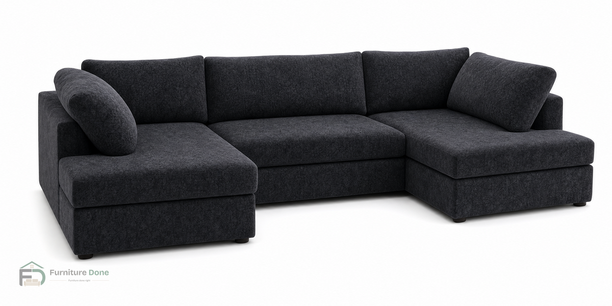 London U Shape Sofa in Dapple Black — Furniture Done