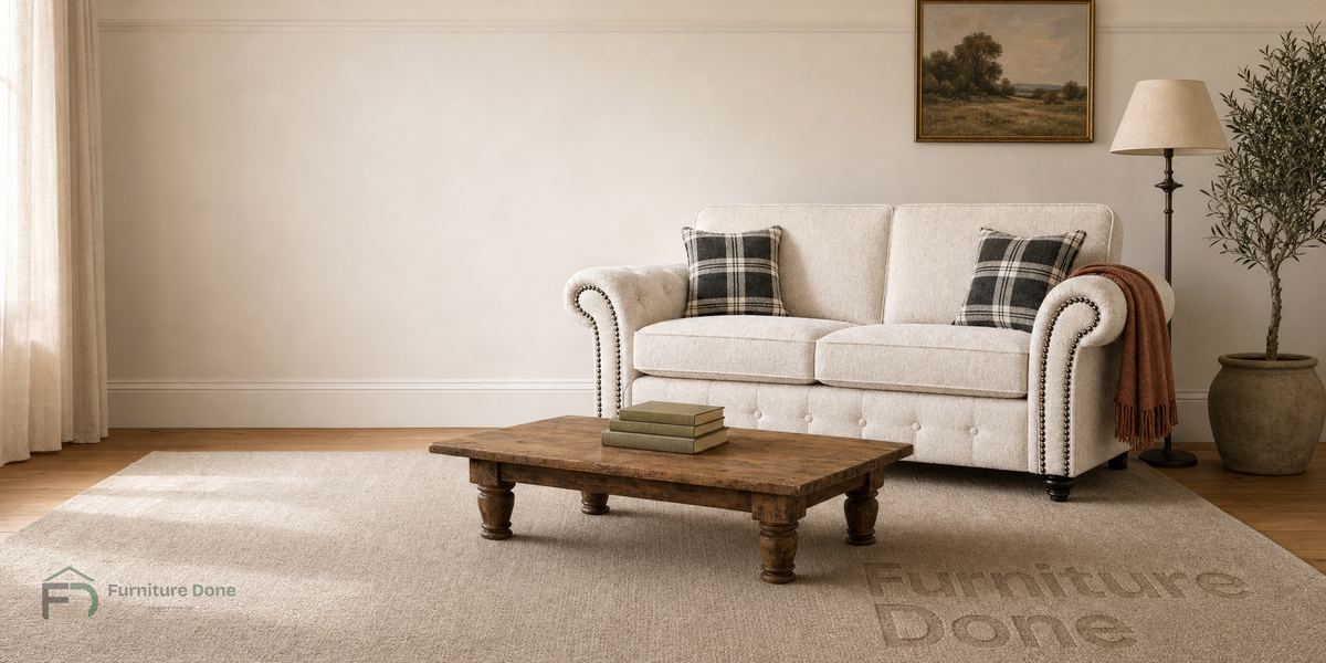 Oakland 2 Seater Sofa in Teddy Bouclé White — Furniture Done