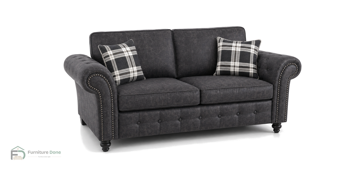 Oakland 2 Seater Sofa in Faux Leather Black — Furniture Done