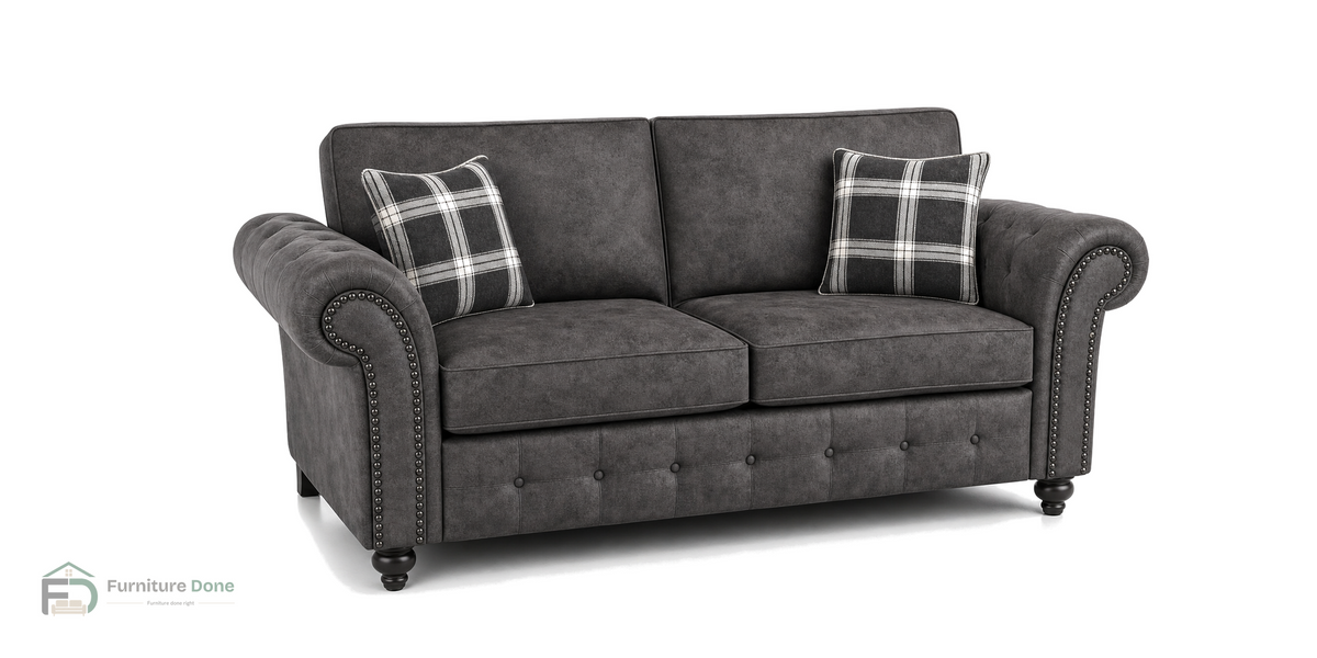 Oakland 2 Seater Sofa in Faux Leather Grey — Furniture Done