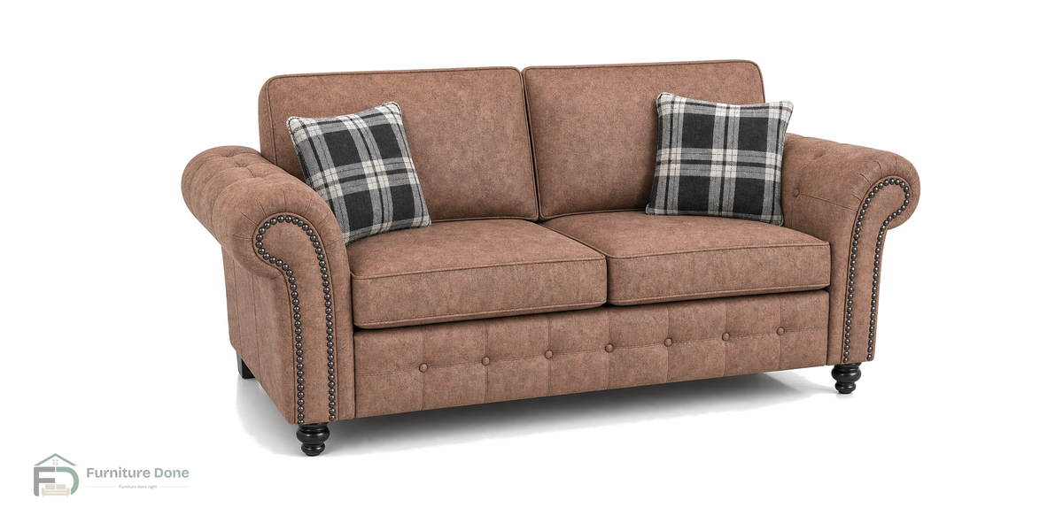 Oakland 2 Seater Sofa in Faux Leather Tan — Furniture Done