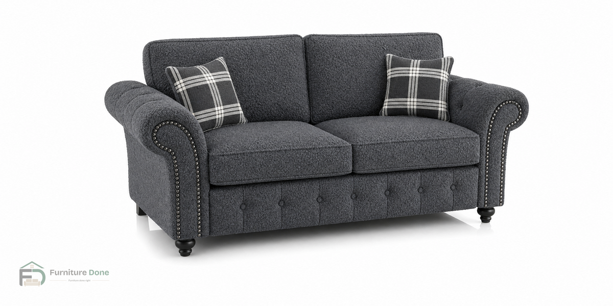 Oakland 2 Seater Sofa in Teddy Bouclé Grey — Furniture Done