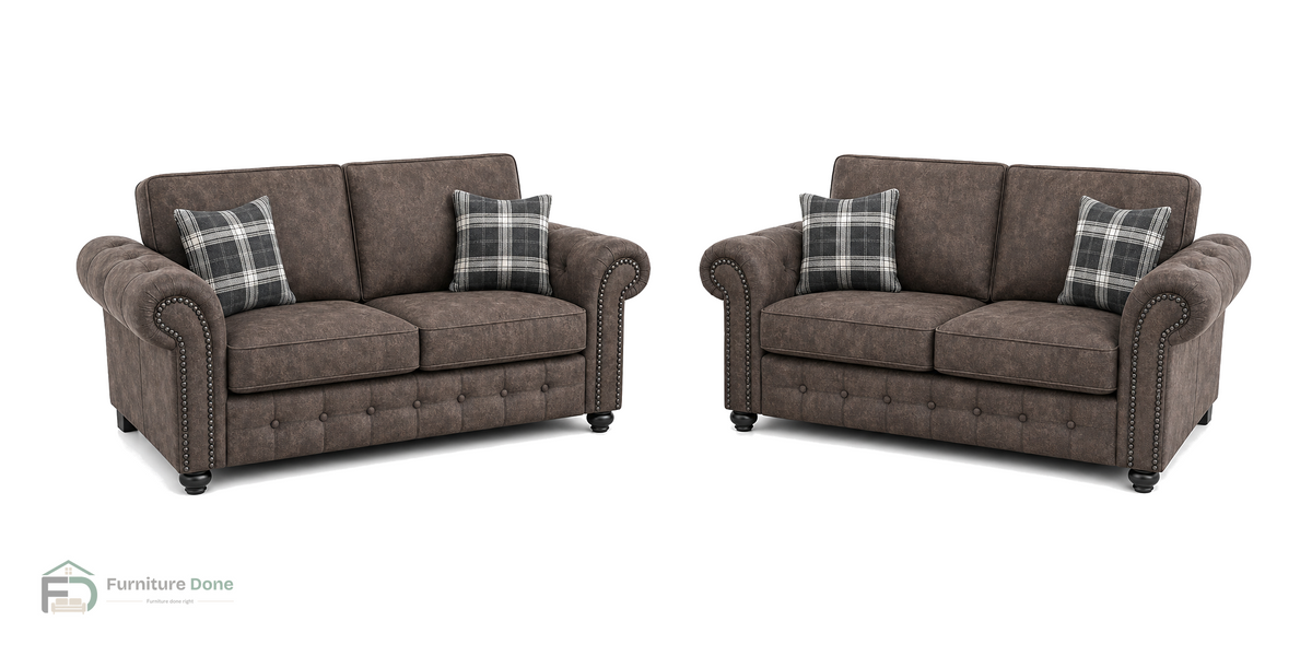 Oakland 2+2 Sofa Set in Faux Leather Chocolate — Furniture Done