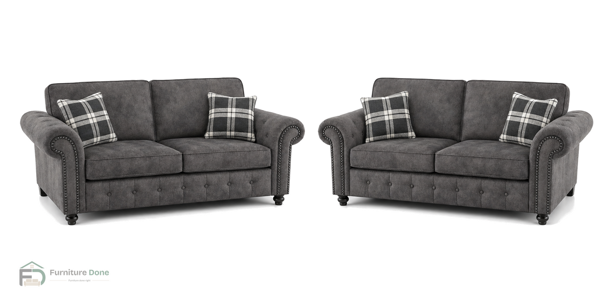 Oakland 2+2 Sofa Set in Faux Leather Grey — Furniture Done