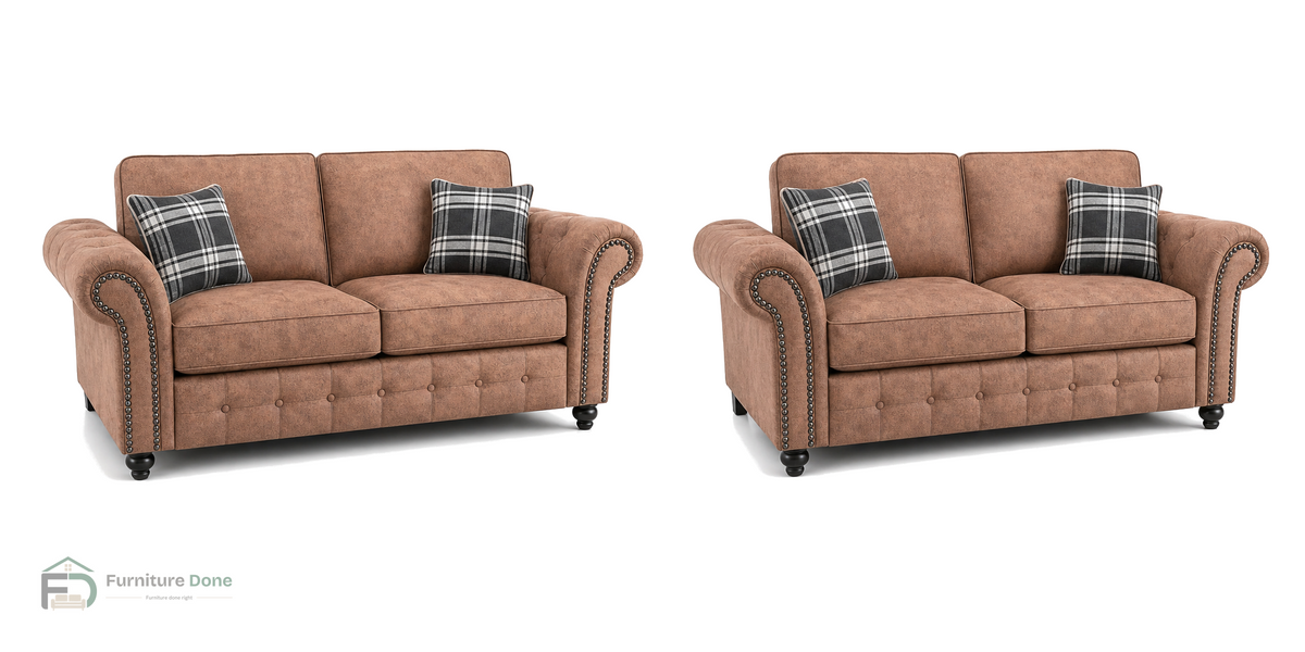 Oakland 2+2 Sofa Set in Faux Leather Tan — Furniture Done