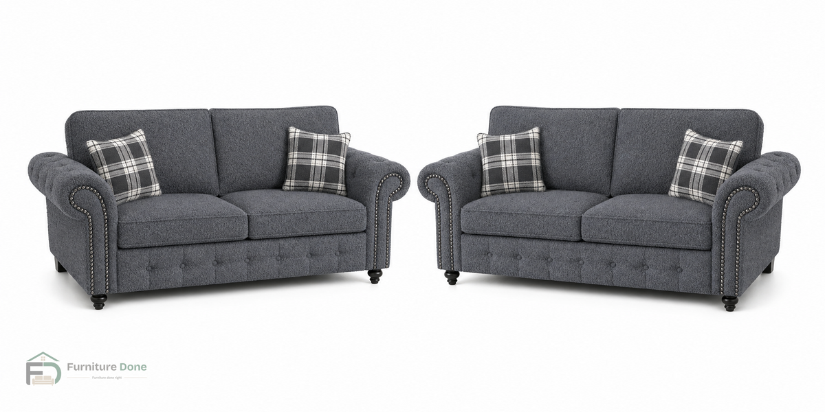 Oakland 2+2 Sofa Set in Teddy Bouclé Grey — Furniture Done