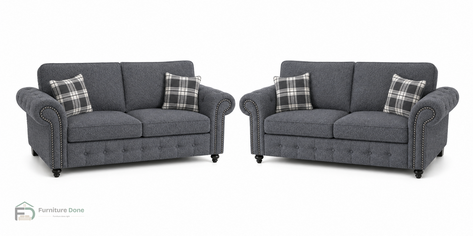 Oakland 2+2 Sofa Set in Teddy Bouclé Grey — Furniture Done