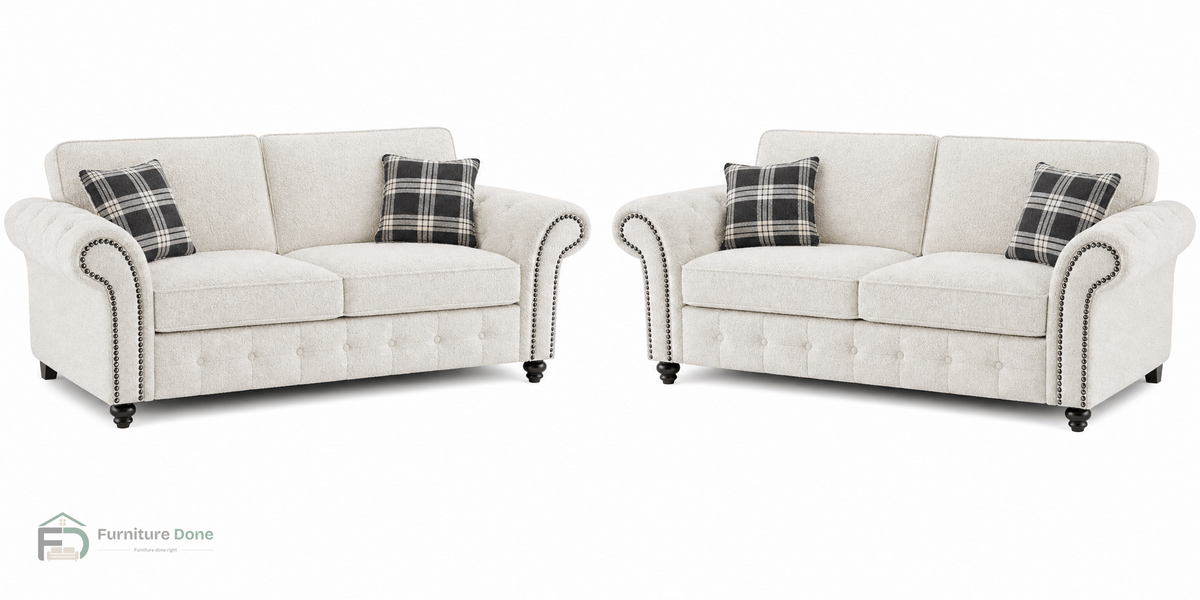 Oakland 2+2 Sofa Set in Teddy Bouclé White — Furniture Done