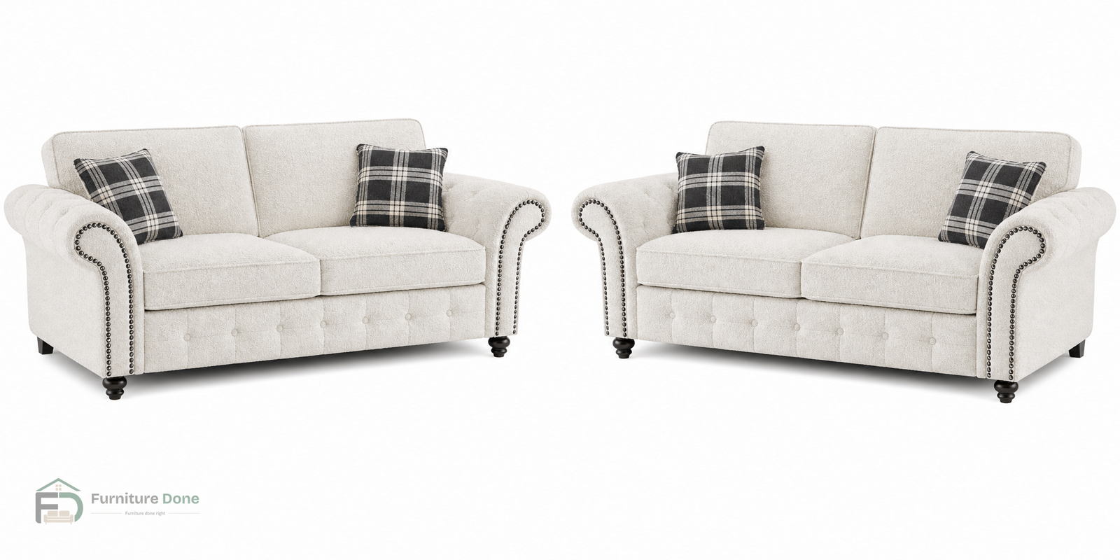 Oakland 2+2 Sofa Set in Teddy Bouclé White — Furniture Done