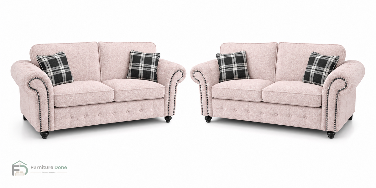 Oakland 2+2 Sofa Set in Teddy Bouclé Pink — Furniture Done