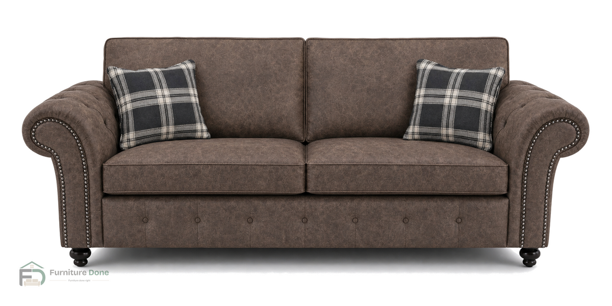 Oakland 3 Seater Sofa in Faux Leather Chocolate — Furniture Done
