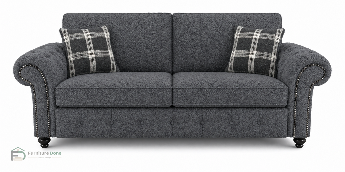 Oakland 3 Seater Sofa in Teddy Bouclé Grey — Furniture Done